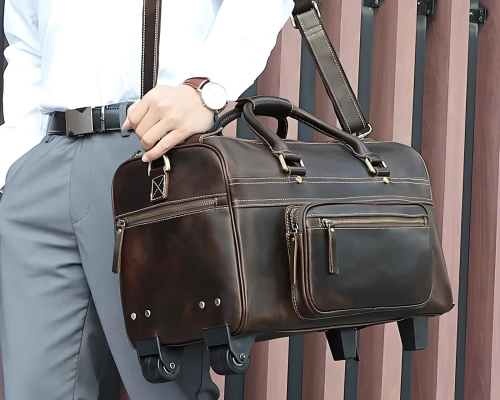 faux leather carry on bag