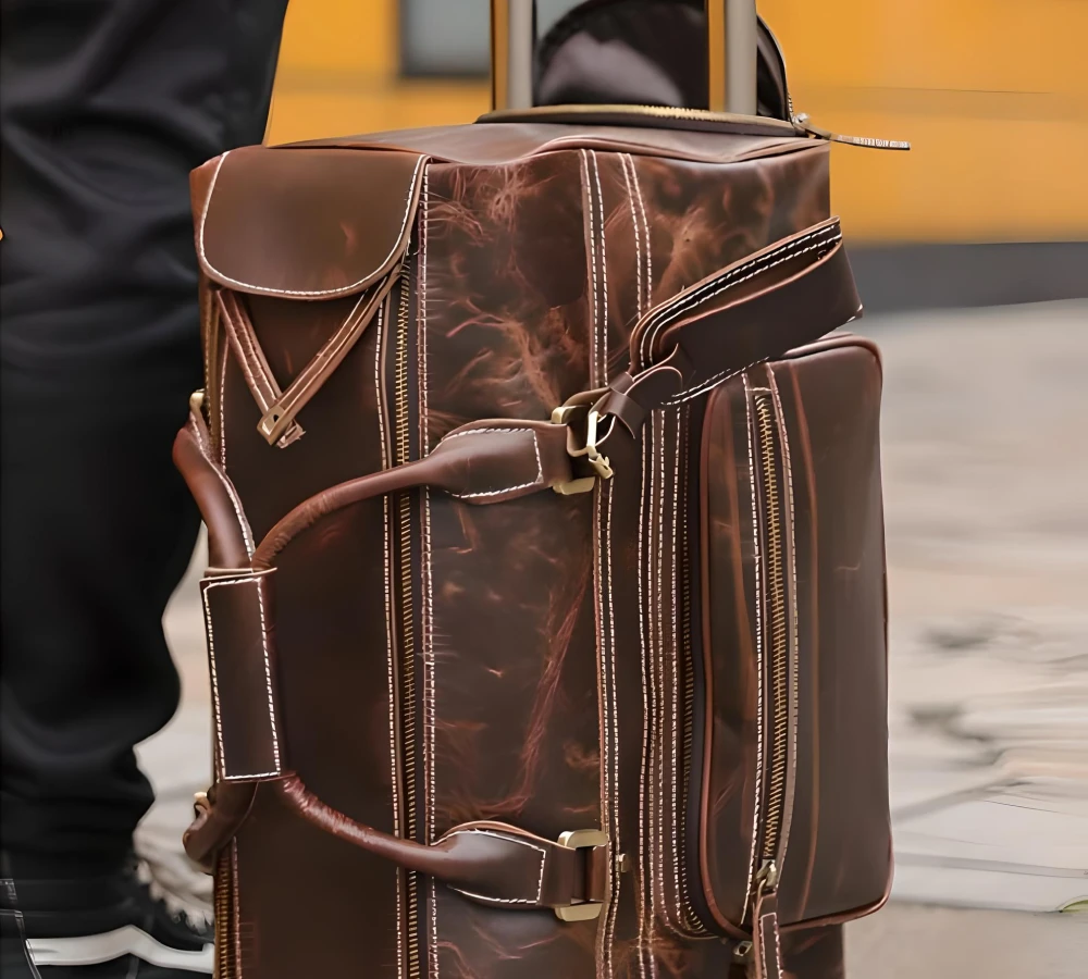 faux leather carry on bag